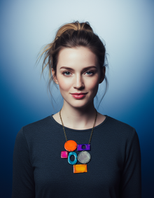 Colorful Geometric Bib Necklace & Statement Earrings