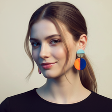 Color Block Statement Earrings, Mismatched Earrings Handmade