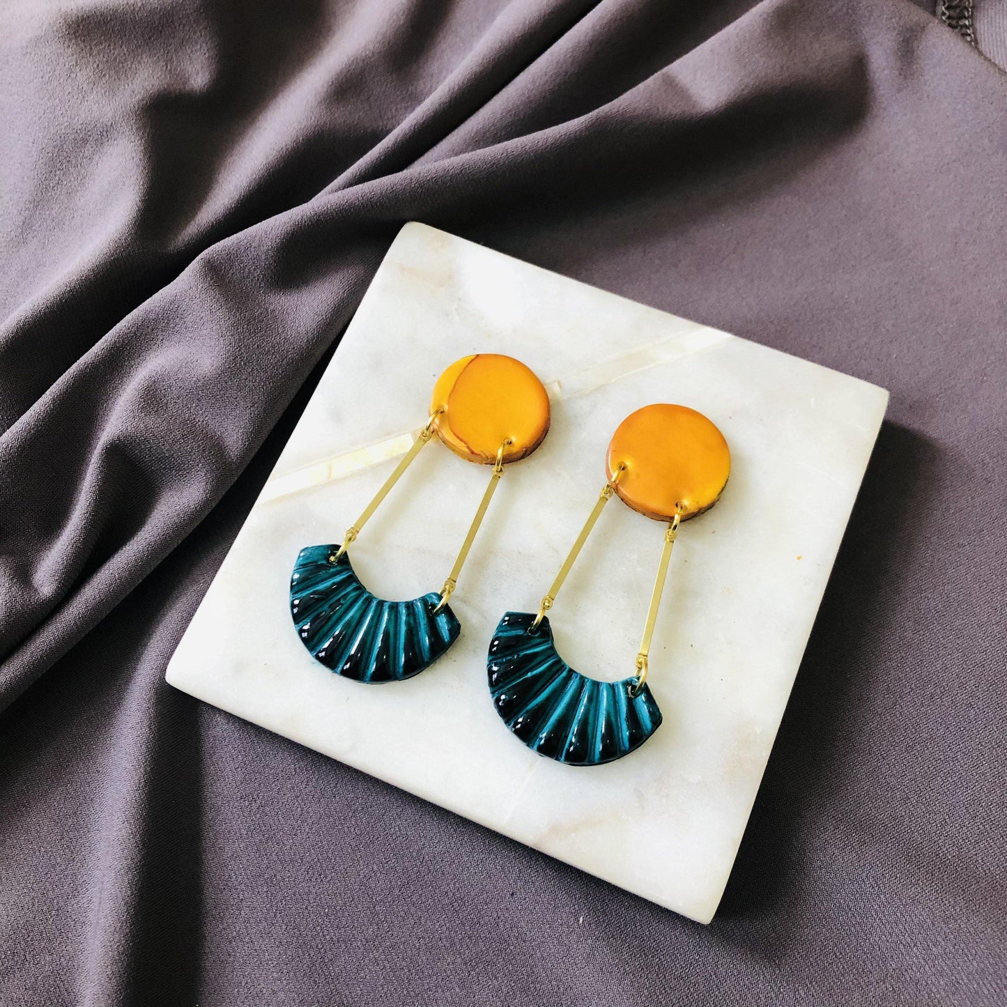 Boucles d'oreilles pendantes Art déco, avec clous ou clips – « Kia »