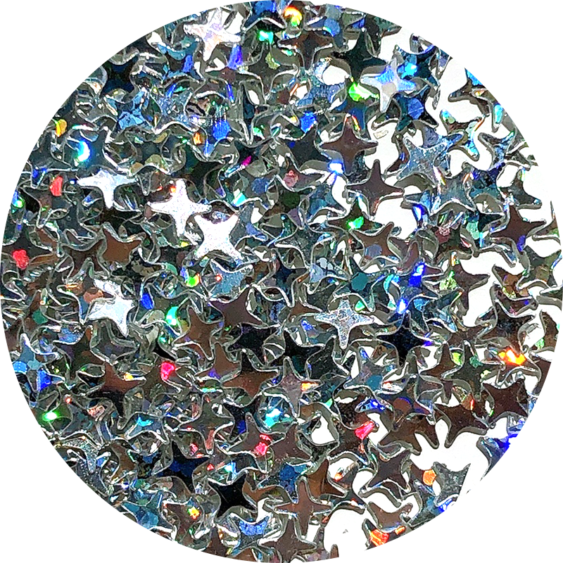 Paillettes holographiques argentées en forme d'étoile à 4 branches