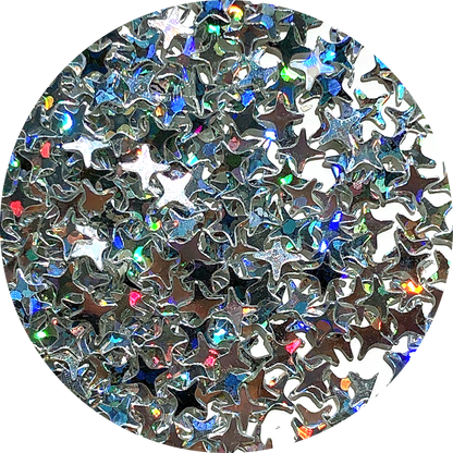 Paillettes holographiques argentées en forme d'étoile à 4 branches