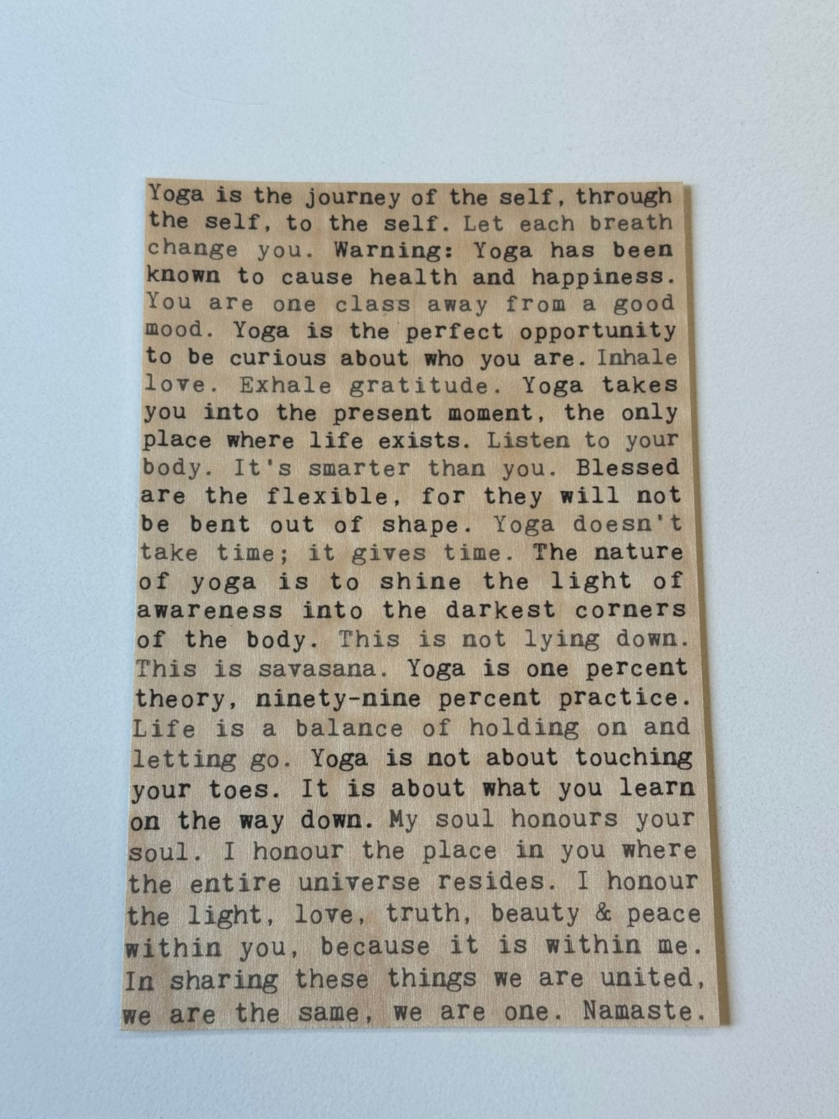 Yoga Wood Postcard