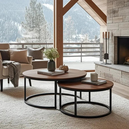 Nesting coffee tables in Acacia wood (Natural)